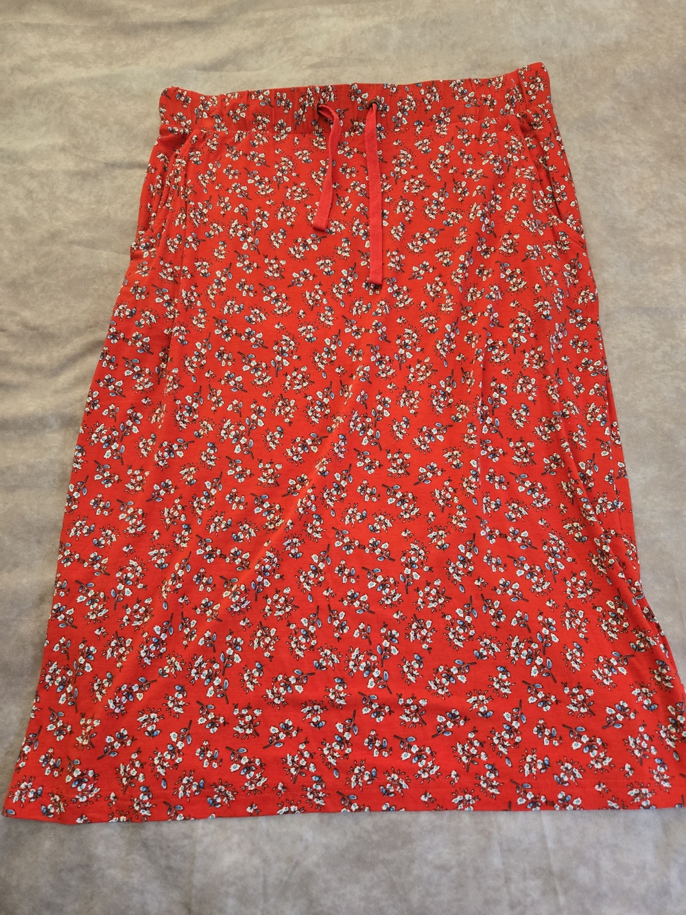 St. John's Bay Red Floral Midi Skirt with Drawstring